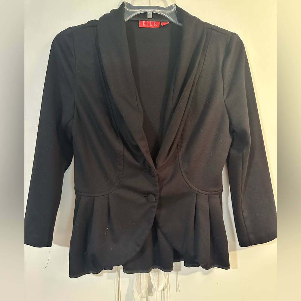 Elle Black Blazer Tailored Professional Jacket